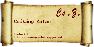 Csákány Zalán névjegykártya
